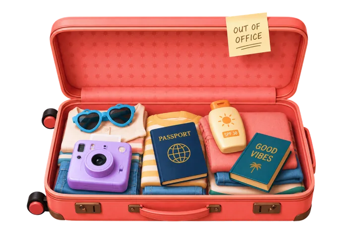 Open koffer met vakantie-items